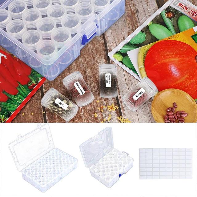 60/24 Slots Transparent Plastic Seed Storage Box Organizer With Label  Stickers Seed Container Storage Flower Vegetable Seeds - AliExpress